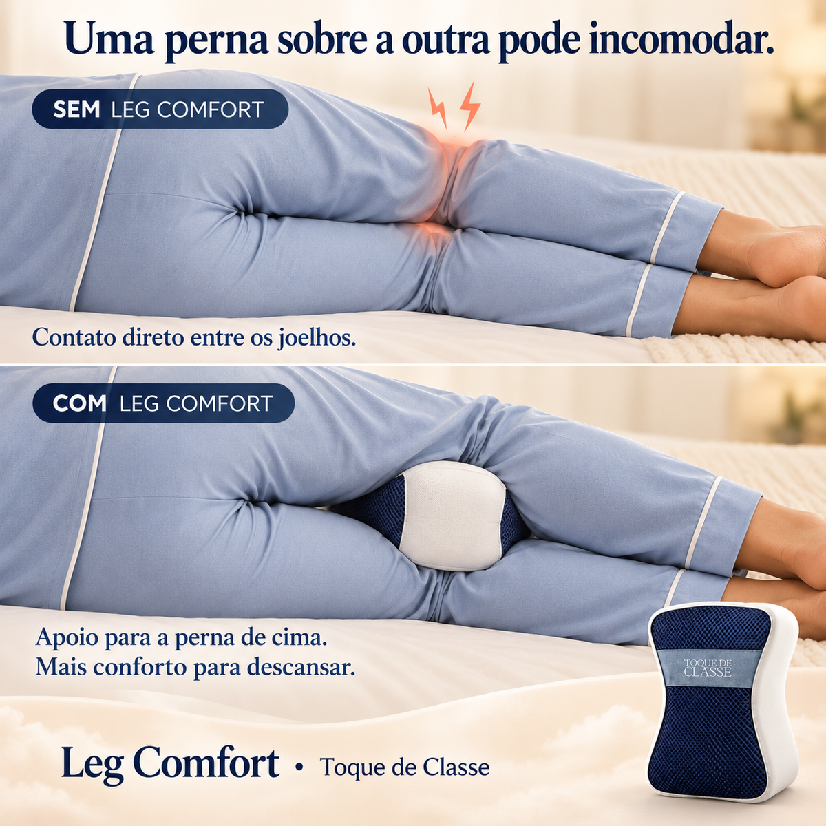 Travesseiro para Joelhos Leg Comfort Memory Foam HD 20 × 25 × 10 cm | Toque de Classe