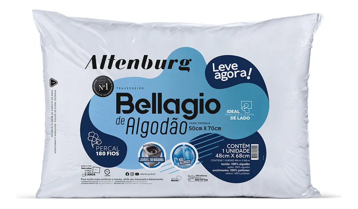 Travesseiro Altenburg Bellagio  48x68 Branco